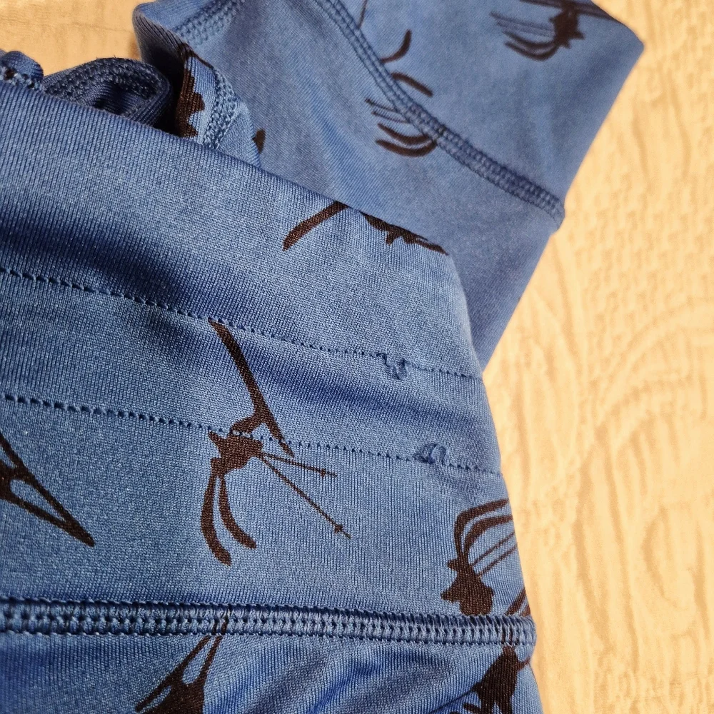 Aerie Play XS leggings, skiing bunny print royal blue & black soft comfy GUC - Picture 4 of 8